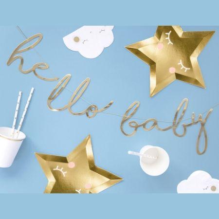 Gold Hello Baby Garland I Modern Baby Shower Decorations I UK