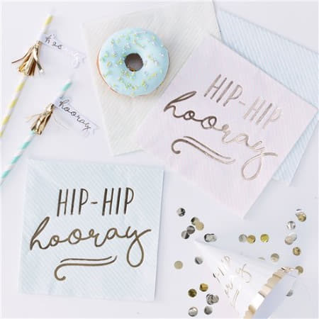 Hip Hip Hooray Gold Foil and Pastel Napkins I Pick and Mix Ginger Ray I My Dream Party Shop I UK