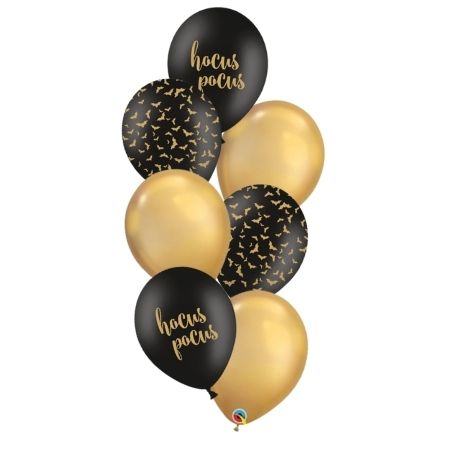Hocus Pocus Black and Gold Helium Balloon Bouquet I Halloween Balloons I My Dream Party Shop