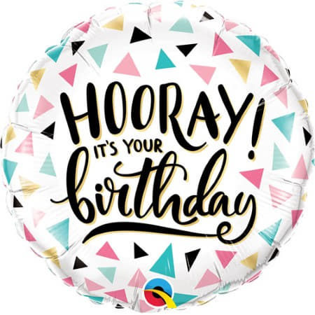 Hooray It&#39;s Your Birthday Foil Balloon I Modern Happy Birthday Balloons I My Dream Party Shop UK