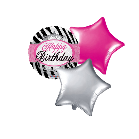 Hot Pink and Zebra Print Happy Birthday Balloon Bouquet I Helium Balloons Ruislip I My Dream Party Shop