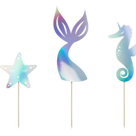 Iridescent Mermaid Cake Toppers I Set of Three Cake Toppers I Mermaid Party I UK