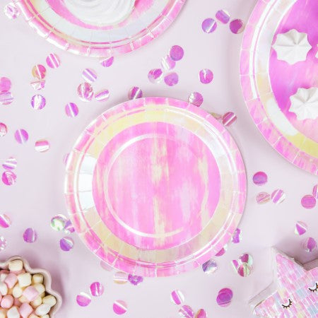 Small Iridescent Round Party Plates I Iridescent Party Supplies I My Dream Party Shop I UK
