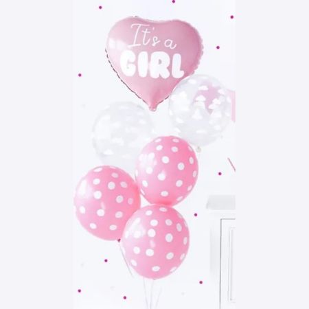 Amscan Super Shape Folienballon – Sweet Baby Girl In Herzform, 68x50cm, Heliumtauglich