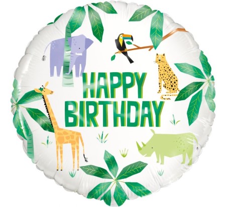 Jungle Animal Happy Birthday Balloon I Jungle Party Supplies I My Dream Party Shop