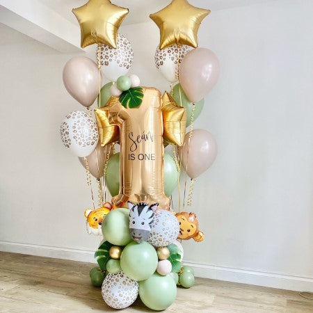 Jungle Number One Column I Personalised Number Column Balloons I My Dream Party Shop UK