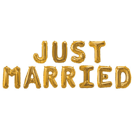 Gold Just Married Balloon Bunting I Modern Wedding Decorations I My Dream Party Shop UK