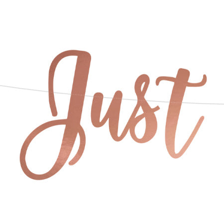 Rose Gold Just Married Garland I Modern Wedding Decorations I My Dream Party Shop UK