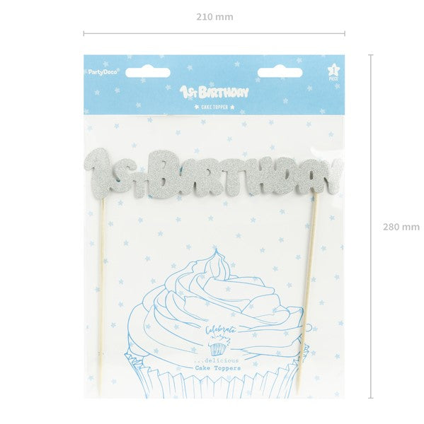 Silver First Birthday Silver Cake Topper I Cool 1st Birthday Decorations I UK