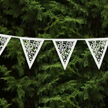 Vintage White Lace Effect Party Bunting I My Dream Party Shop