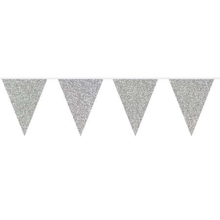 Large Silver Glitter Bunting I Silver Party Decorations I My Dream Party Shop