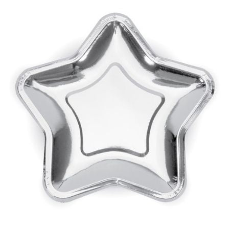 Large Silver Star Plates I Modern Silver Party Decorations I My Dream Party Shop UK