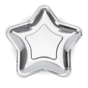 Large Silver Star Plates I Modern Silver Party Tableware I My Dream Party Shop UK