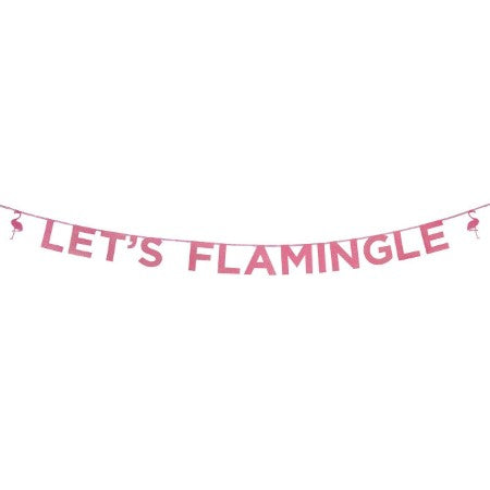 Let&#39;s Flamingle Pink Glitter Garland I Flamingo Party Decoration I My Dream Party Shop I UK