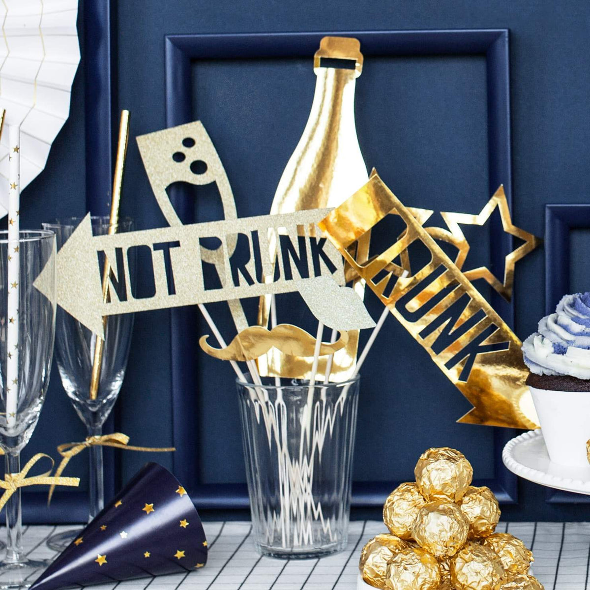 Lets Celebrate Gold Photo Props I New Year&#39;s Eve Party Supplies I UK
