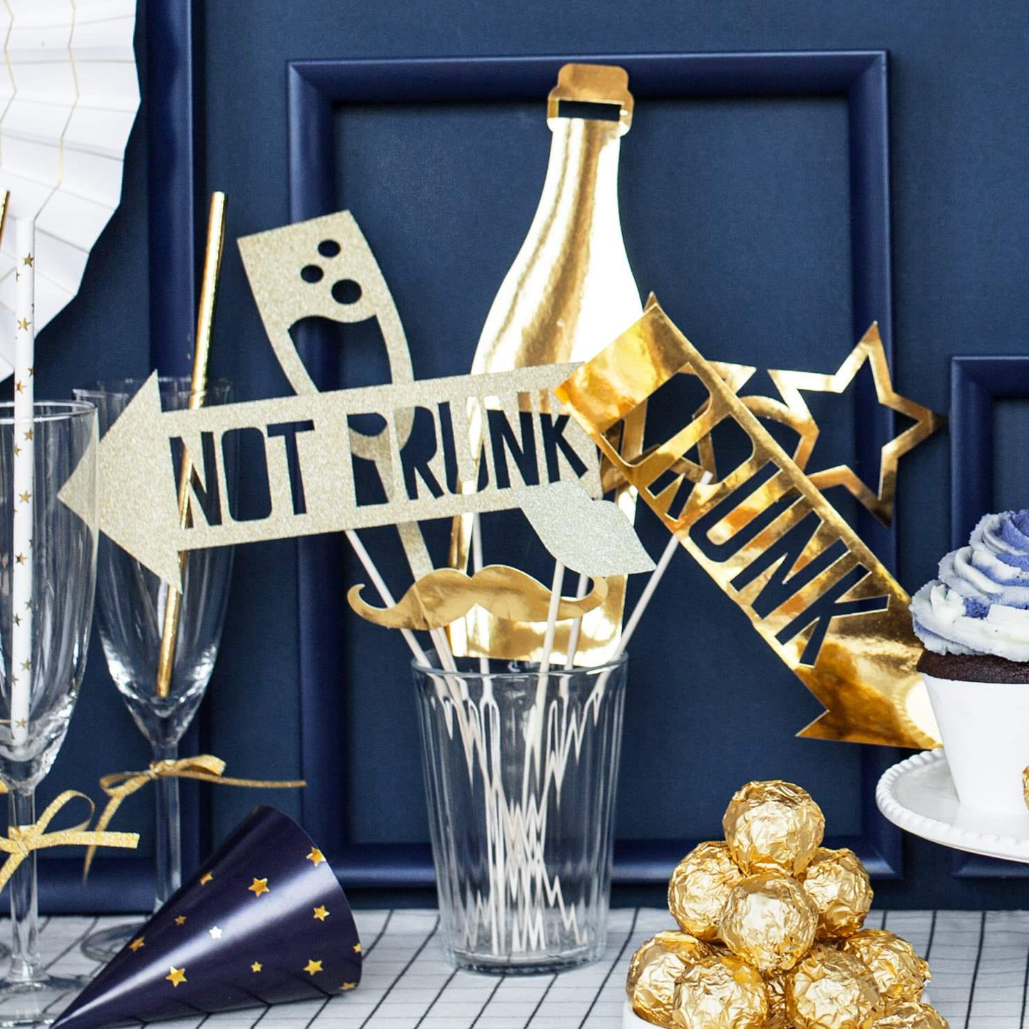 Lets Celebrate Gold Photo Props I New Year's Eve Party Supplies I UK