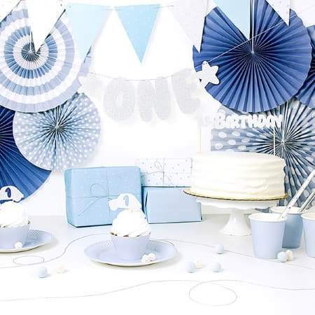 Light Cornflower Blue Paper Fans I 1st Birthday Decorations I UK