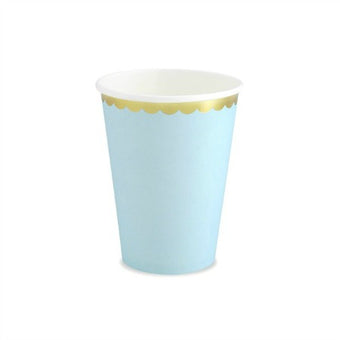 Pastel Blue Cups with Gold Rim I Modern Pastel Party Tableware I My Dream Party Shop UK