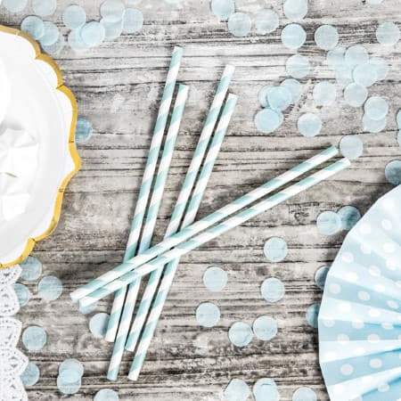 Pale Blue and White Straws I Pastel Blue Party Supplies I My Dream Party Shop UK