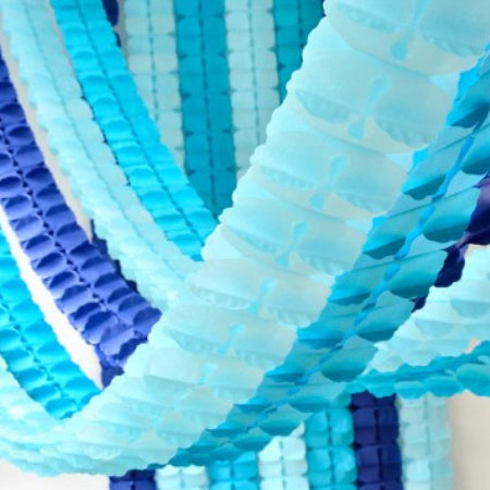 Blue paper shop garland