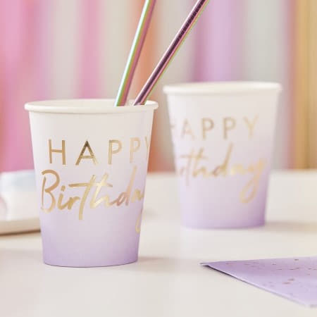 Lilac Ombre and Gold Foil Cups I Modern Party Tableware I My Dream Party Shop UK