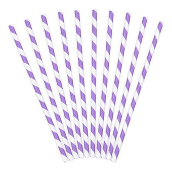 Purple and White Striped Straws I Cool Paper Party Straws I My Dream Party Shop UK