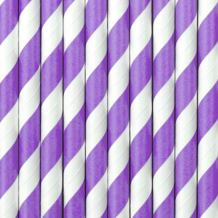 Purple and White Striped Paper Straws I Cool Paper Party Straws I My Dream Party Shop UK