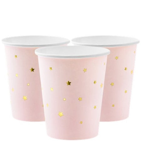 Pastel Pink Cups with Gold Stars I Modern Pink Tableware I My Dream Party Shop 