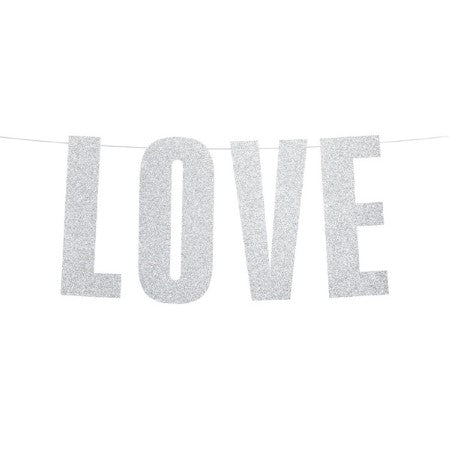 Silver Glitter Love Banner I Modern Engagement Party Decorations I My Dream Party Shop I UK