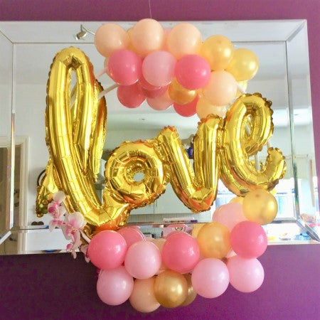 Pink, Gold and Blush Love Balloon Hoop Kit I Engagement Decorations I My Dream Party Shop UK