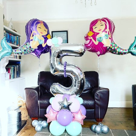 Mermaid Balloon Number Column I Balloons for Collection Ruislip I My Dream Party Shop