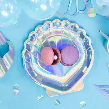 Mermaid Iridescent Shell Plates I Under the Sea Party Supplies I My Dream Party Shop UK