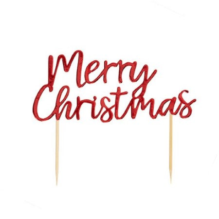 Red Merry Christmas Cake Topper I Christmas Party Tableware I My Dream Party Shop