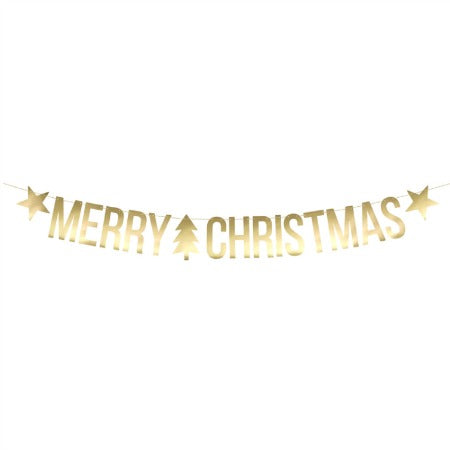Merry Christmas Gold Foil Garland I Christmas Party Decorations I My Dream Party Shop I UK