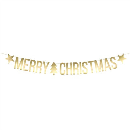 Merry Christmas Gold Foil Garland I Christmas Decorations