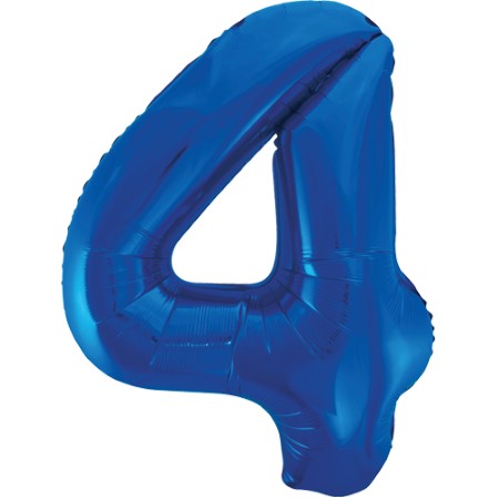 Gigantic Blue Foil Number 4 Balloon, 34 Inches I My Dream Party Shop