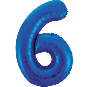 Gigantic Blue Foil Number 6 Balloon, 34 Inches I My Dream Party Shop