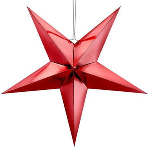 Metallic Red Star Paper Decoration 70cm I Red Party Decorations I My Dream Party Shop UK