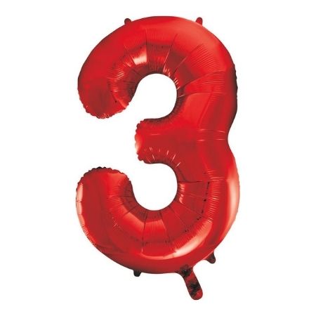 Metallic Red Three Helium Number Balloon I Helium Balloons Ruislip I My Dream Party Shop