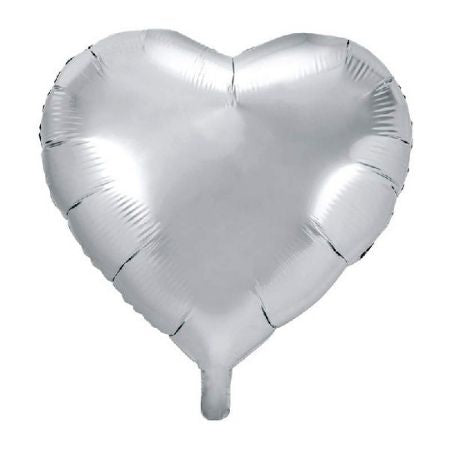 Metallic Silver Heart Foil Balloon I Silver Party Balloons I My Dream Party Shop