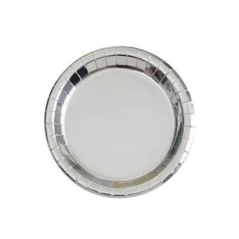 Small Round Silver Foil Plates I Modern Silver Party Supplies I My Dream Party Shop UK