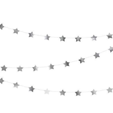 Metallic Silver Star Garland I Modern Silver Party Decorations I My Dream Party Shop I UK