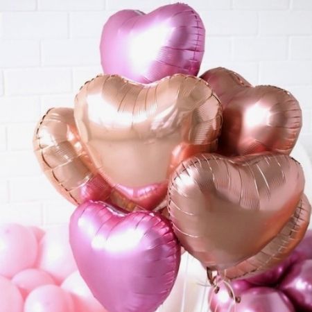Mid Pink and Rose Gold Heart Balloon Cluster I Valentines Balloons I My Dream Party Shop