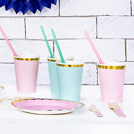 Mint Green Cups with Gold Rim I Modern Party Tableware I My Dream Party Shop I UK