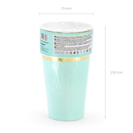 Mint Green Cups with Gold Rim I Green Party Tableware I My Dream Party Shop I UK