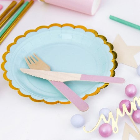 Mint Green Plates with Gold Scalloped Rim I My Dream Party Shop I UK