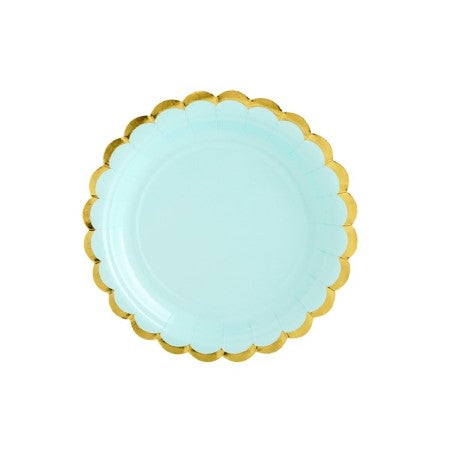 Small Mint Green Plates with Gold Scalloped Edge I My Dream Party Shop I UK