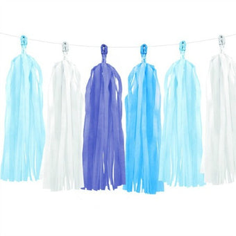 Blue and White Tassel Garland I Modern Party Decorations I My Dream Party Shop I UK