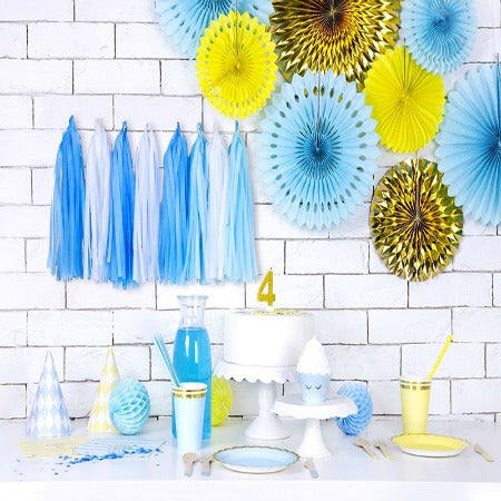 Blue and White Tassel Garland I Tissue Tassel Garlands I My Dream Party Shop I UK
