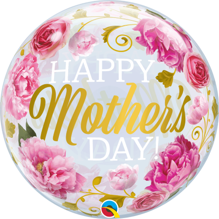 Happy Mother&#39;s Day Peonies Bubble Balloon I Helium Balloons I My Dream Party Shop